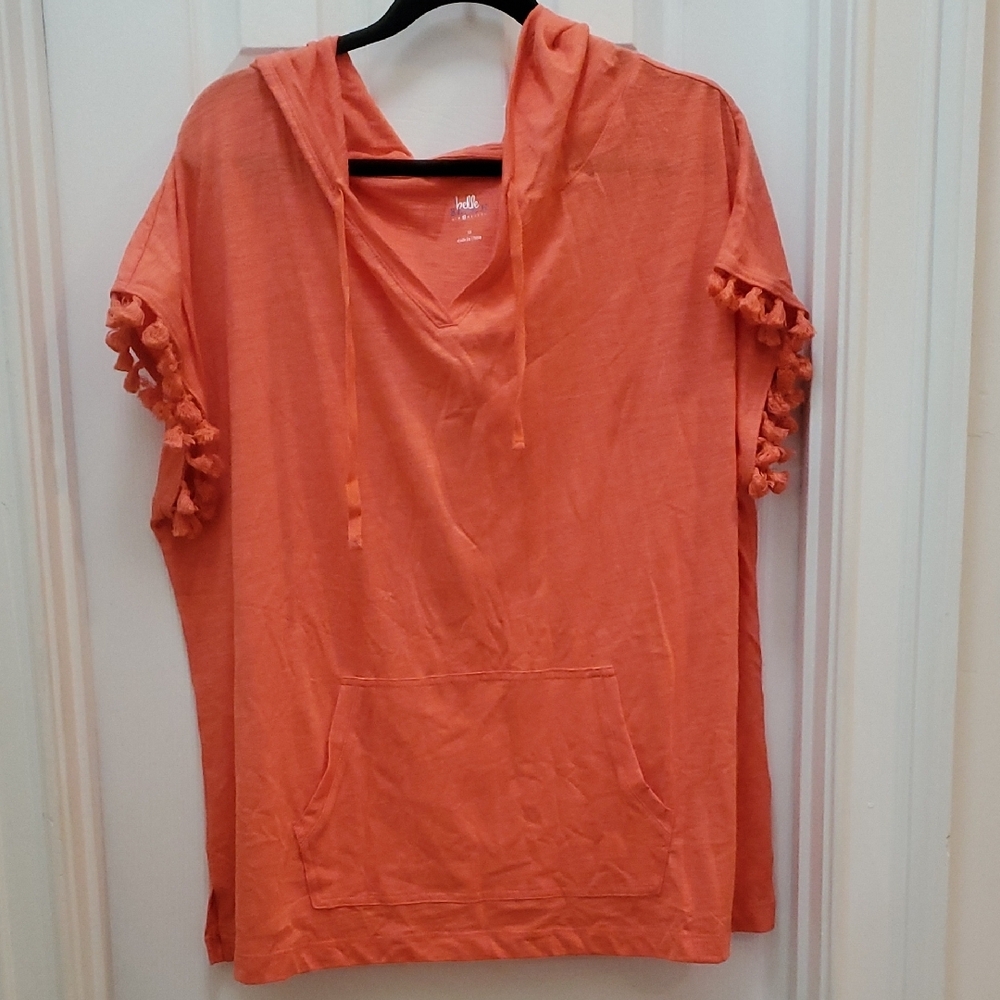 Belle Beach Orange Boxy Short Sleeve Hoodie